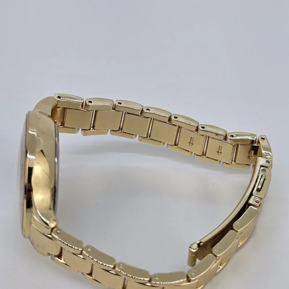 Nine West Women's Watch 35MM Gold Pink Dial Gold Bracelet Band 6.5
